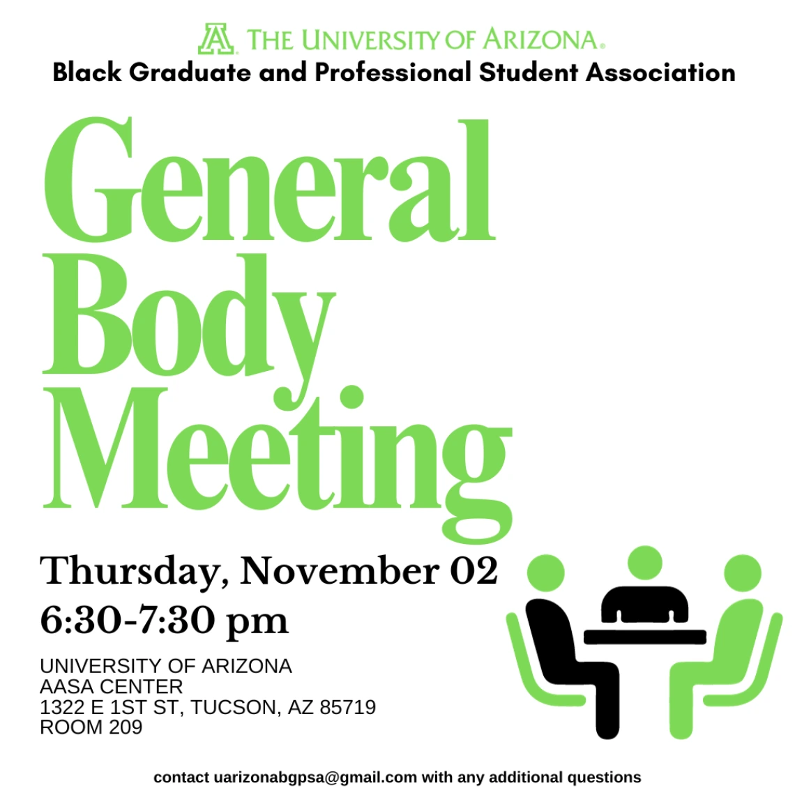 BGPSA flyer advertising november 2 meeting 6:30-7:30pm