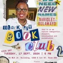 colorful flyer advertising 9.17.24 bookclub at 6pm